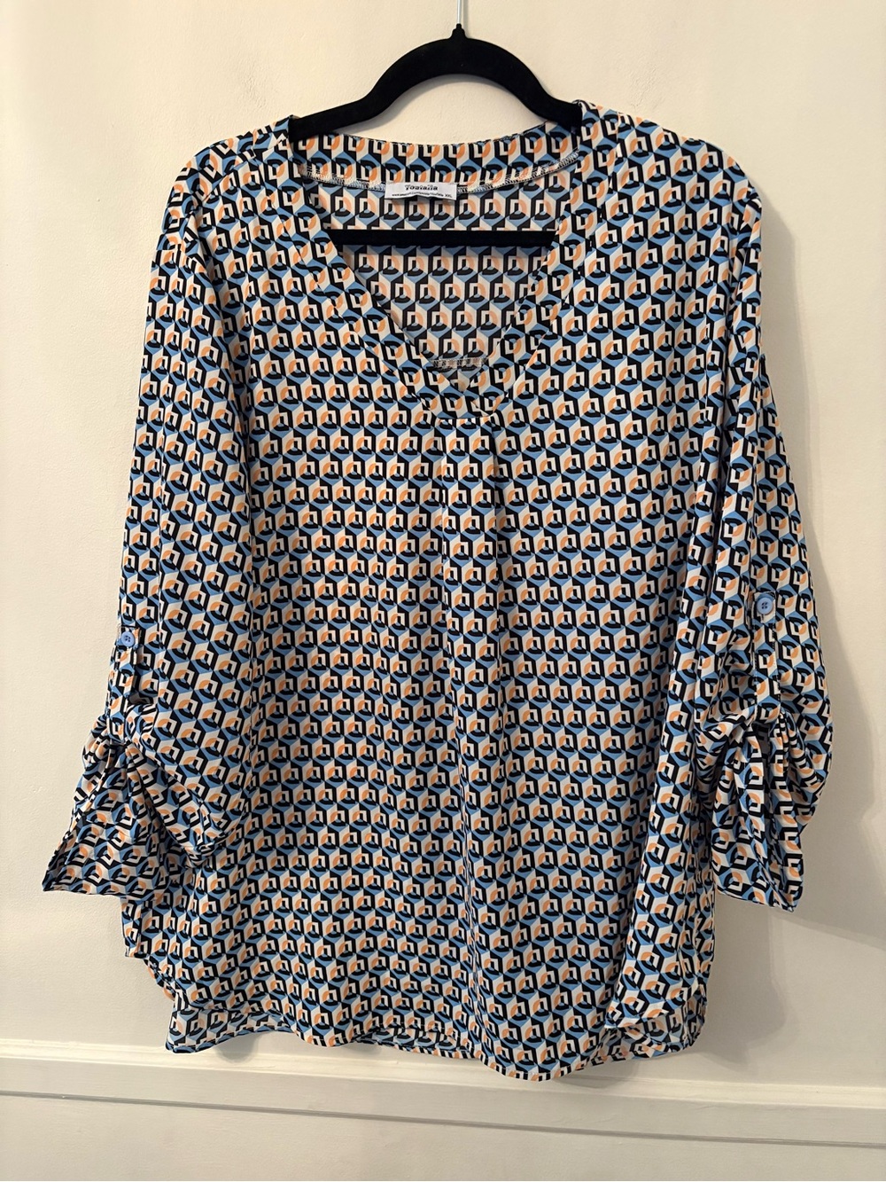 Youtalia Women’sPlus Geometric Print Top- Long Sleeve XXL